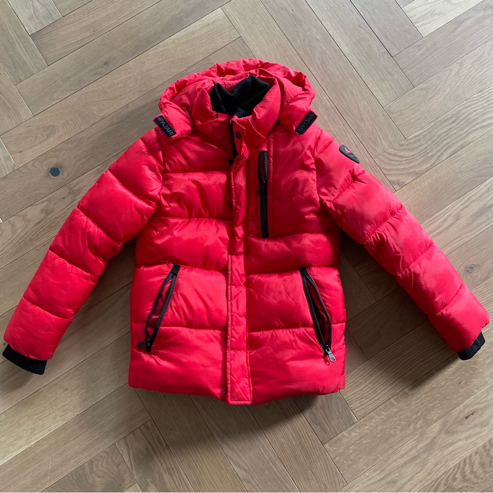 Kids Red Puffer Jacket with Hood